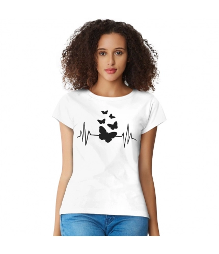 Women's Cotton Western Wear T Shirt (White)