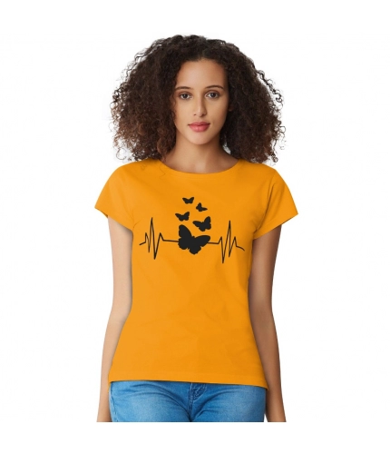 Women's Cotton Western Wear T Shirt (Yellow)