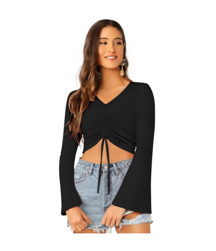 Women's 95% Polyester 5% Spandex Western Wear Tops (Black)