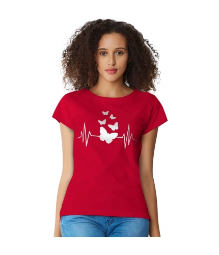 Women's Cotton Western Wear T Shirt (Red)