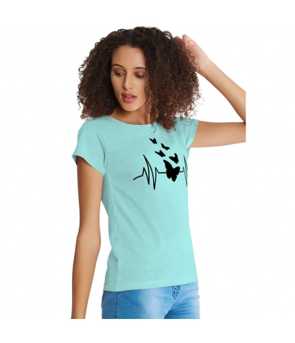 Women's Cotton Western Wear T Shirt (C Green)