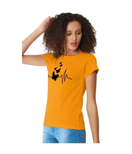Women's Cotton Western Wear T Shirt (Yellow)