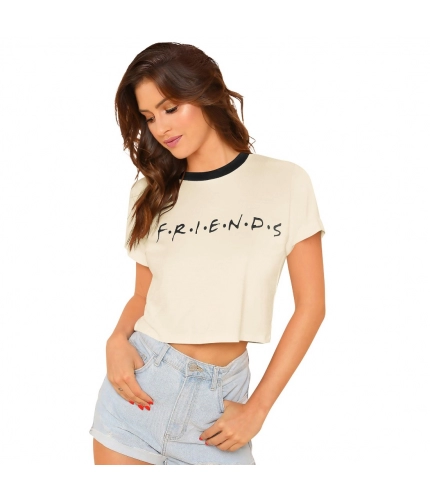 Women's Cotton Western Wear T Shirt (Cream)