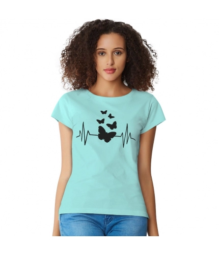 Women's Cotton Western Wear T Shirt (C Green)