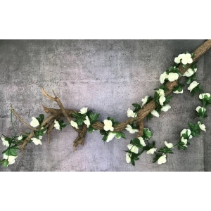 Generic Artificial White Rose Vine Flowers Plants Artificial Flower Creeper Hanging Rose For Home Decoration (Color: White, Material: Silk Polyester)