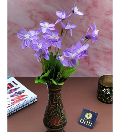 Artificial Flowers Bunch Bouquet Of Purple Blossoms For Home Decoration (Color: Purple, Material: Silk Polyester)