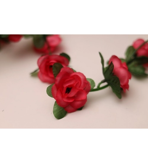Artificial Darkpink Rose Vine Flowers Plants Artificial Flower Creeper Hanging Rose For Home Decoration (Color: DarkPink, Material: Silk Polyester)
