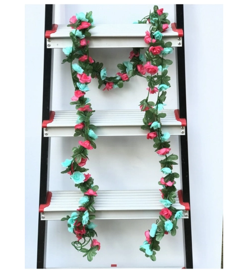 Artificial Rose Vine Flowers Plants Artificial Flower Creeper Hanging Rose For Home Decoration (Color: Multi, Material: Silk Polyester)
