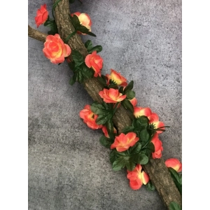 Generic Artificial Orange Rose Vine Flowers Plants Artificial Flower Creeper Hanging Rose For Home Decoration (Color: Orange, Material: Silk Polyester)