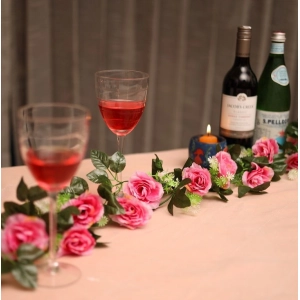 Generic Artificial Dark Pink White Filler Rose Vines Flowers Plants Artificial Flower Creeper Hanging Rose For Home Decoration (Color: DarkPink, Material: Silk Polyester)
