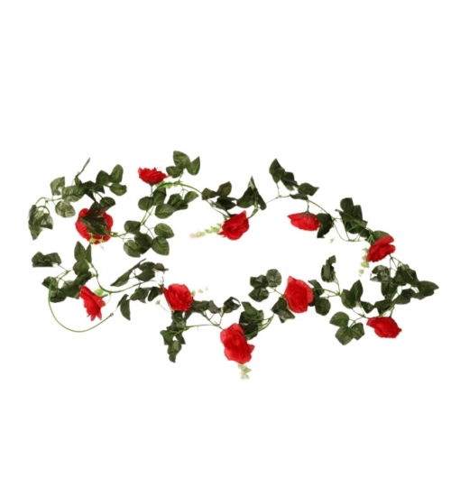Artificial Red White Filler Rose Vines Flowers Plants Artificial Flower Creeper Hanging Rose For Home Decoration (Color: Red, Material: Silk Polyester)