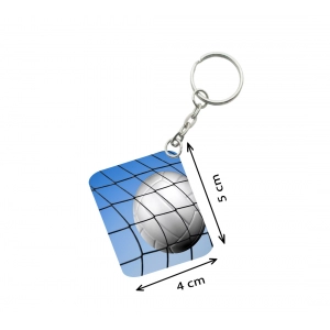 Generic Pack Of 3_ Football One Side Printed Rectangle Designer Keychain (White)