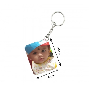 Generic Pack Of 3_ Baby With Cap One Side Printed Rectangle Designer Keychain (Yellow)