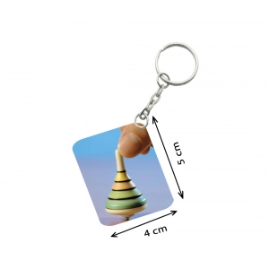Generic Pack Of 3_ Spinning One Side Printed Rectangle Designer Keychain (Multi Color)