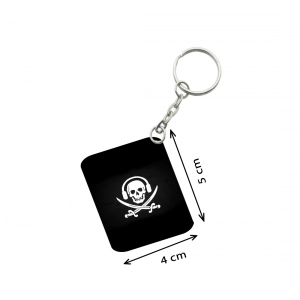 Generic Pack Of 3_ Skull Symbols One Side Printed Rectangle Designer Keychain (Black)