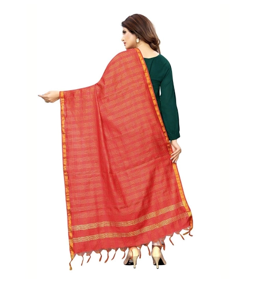 Women's Cotton Jari Woven Work Dupatta (Red, Length:2-2.4 mtr)