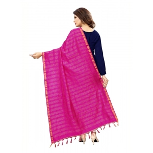 Generic Women's Cotton Jari Woven Work Dupatta (Pink, Length:2-2.4 mtr)