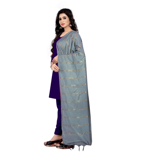 Women's Cotton Jari Woven Work Dupatta (Grey, Length:2-2.4 mtr)