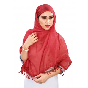 Generic Women's Cotton Silk Strips Printed Dupatta (Maroon, Length:2-2.4 mtr)