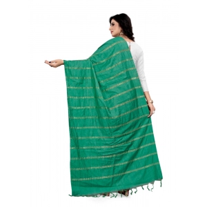 Generic Women's Cotton Jari Woven Work Dupatta (Green, Length:2-2.4 mtr)