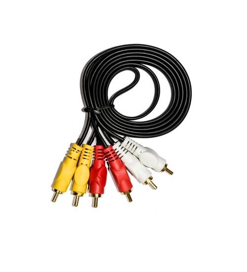 3RCA Male to 3RCA Male Audio Video Cable 1.5 Yards Compatible for TV, LCD, LED, DTH, DVD, VCR (Black)