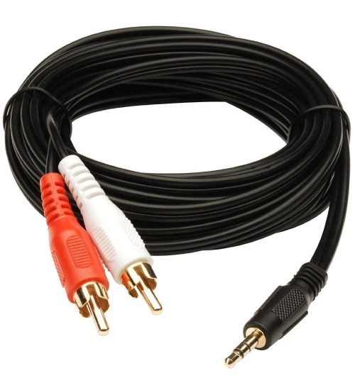 3.5mm Stereo Audio Male to 2RCA Male EP to 2RCA 3 Yards Connects Mobile and Home Theatre (Black)