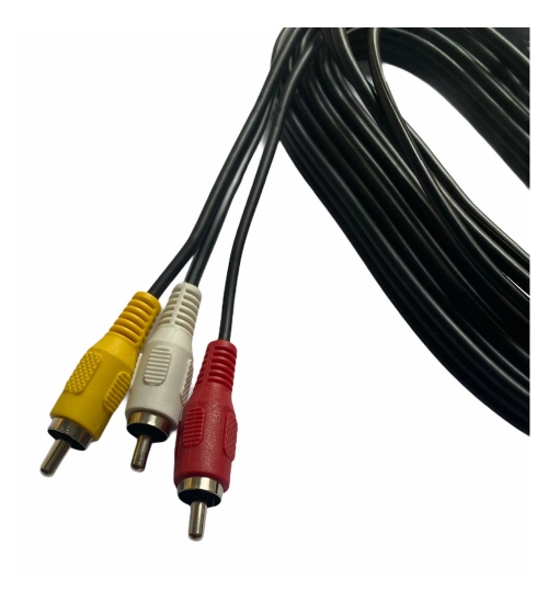 3RCA Male to 3RCA Male Audio Video Cable 3 Yards Compatible for TV, LCD, LED, DTH, DVD, VCR (Black)