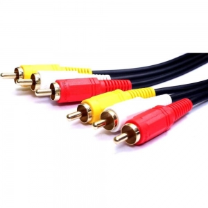 Generic 3RCA Male to 3RCA Male Audio Video Cable 1.5 Yards Compatible for TV, LCD, LED, DTH, DVD, VCR (Black)