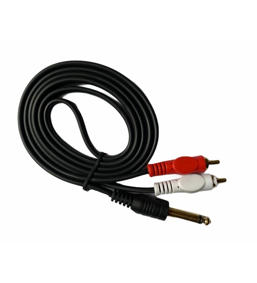 6.35mm Jack to 2RCA Audio Cable Male to Male 1.5 Yards Connects Home Theatre, DVD, Speaker, Headphone, Mixer, Amplifier, Guitar, Karaoke System (Black)