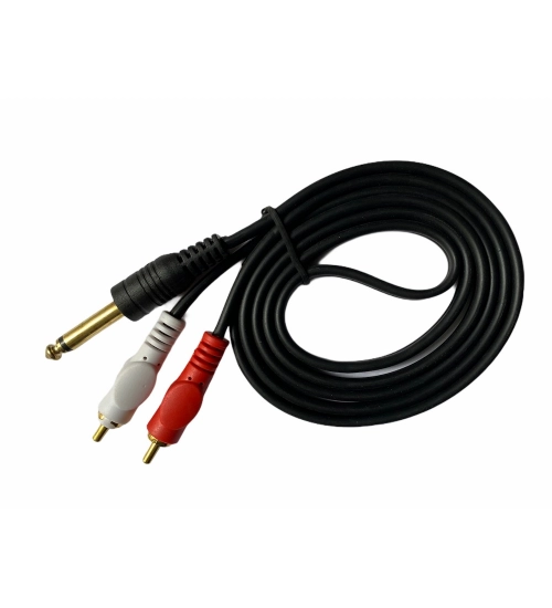 6.35mm Jack to 2RCA Audio Cable Male to Male 1.5 Yards Connects Home Theatre, DVD, Speaker, Headphone, Mixer, Amplifier, Guitar, Karaoke System (Black)