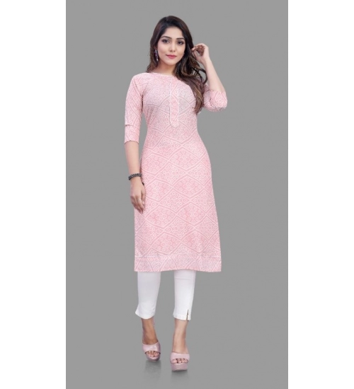 Women's Cotton Straight Kurti (Pink)