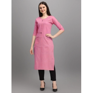 Generic Women's Cotton Straight Kurti (Pink)