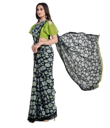 Women's Georgette Saree With Blouse (Green, 5-6mtrs) Women's Georgette Saree With Blouse (Green, 5-6mtrs)