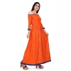 Dropship Women's Rayon Cotton Orange Embroidered Long Kurti