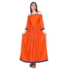 Dropship Women's Rayon Cotton Orange Embroidered Long Kurti