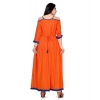 Dropship Women's Rayon Cotton Orange Embroidered Long Kurti