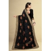 Women's Net Saree With Blouse (Black, 5-6Mtrs)