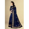 Women's Net Saree With Blouse (Navy Blue, 5-6Mtrs) Women's Net Saree With Blouse (Navy Blue, 5-6Mtrs)