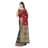 Women's Banarasi Silk Saree With Blouse (Black, Red, 5-6Mtrs) Women's Banarasi Silk Saree With Blouse (Black, Red, 5-6Mtrs)