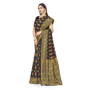 Generic Women's Banarasi Silk Saree With Blouse (Black, 5-6Mtrs)