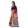 Women's Banarasi Silk Saree With Blouse (Navy Blue, Red, 5-6Mtrs) Women's Banarasi Silk Saree With Blouse (Navy Blue, Red, 5-6Mtrs)