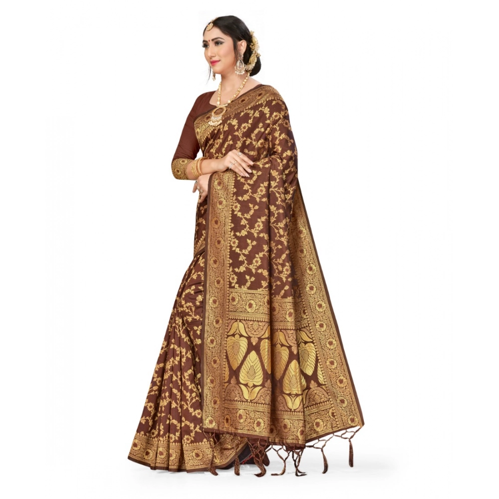 Women's Banarasi Silk Saree With Blouse (Coffee, 5-6Mtrs) Women's Banarasi Silk Saree With Blouse (Coffee, 5-6Mtrs)