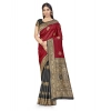 Women's Banarasi Silk Saree With Blouse (Black, Red, 5-6Mtrs) Women's Banarasi Silk Saree With Blouse (Black, Red, 5-6Mtrs)