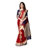 Women's Banarasi Silk Saree With Blouse (Navy Blue, Red, 5-6Mtrs) Women's Banarasi Silk Saree With Blouse (Navy Blue, Red, 5-6Mtrs)