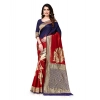 Women's Banarasi Silk Saree With Blouse (Navy Blue, Red, 5-6Mtrs) Women's Banarasi Silk Saree With Blouse (Navy Blue, Red, 5-6Mtrs)