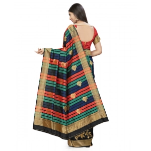 Generic Women's Banarasi Silk Saree With Blouse (Black, 5-6Mtrs)