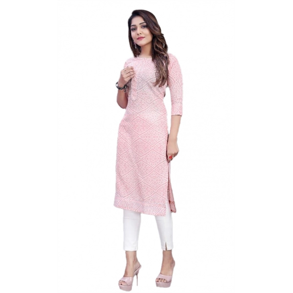 Dropship Women's Cotton Straight Kurti (Pink)