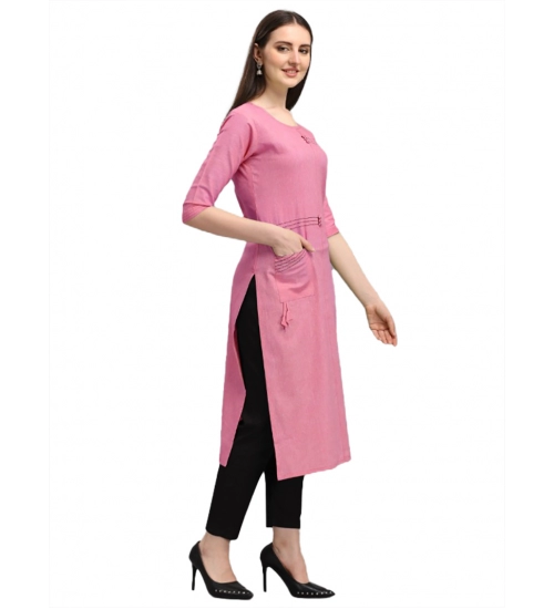 Women's Cotton Straight Kurti (Pink)
