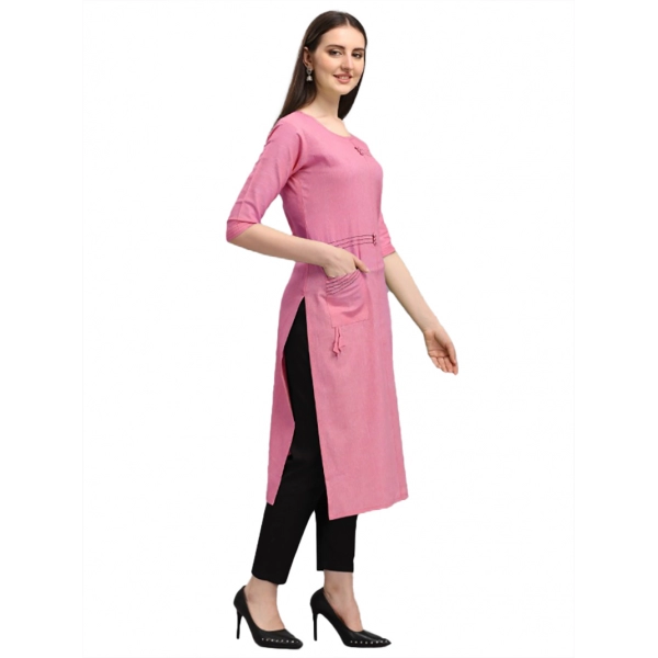 Dropship Women's Cotton Straight Kurti (Pink)