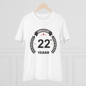Generic Men's PC Cotton 22nd Anniversary Printed T Shirt (Color: White, Thread Count: 180GSM)